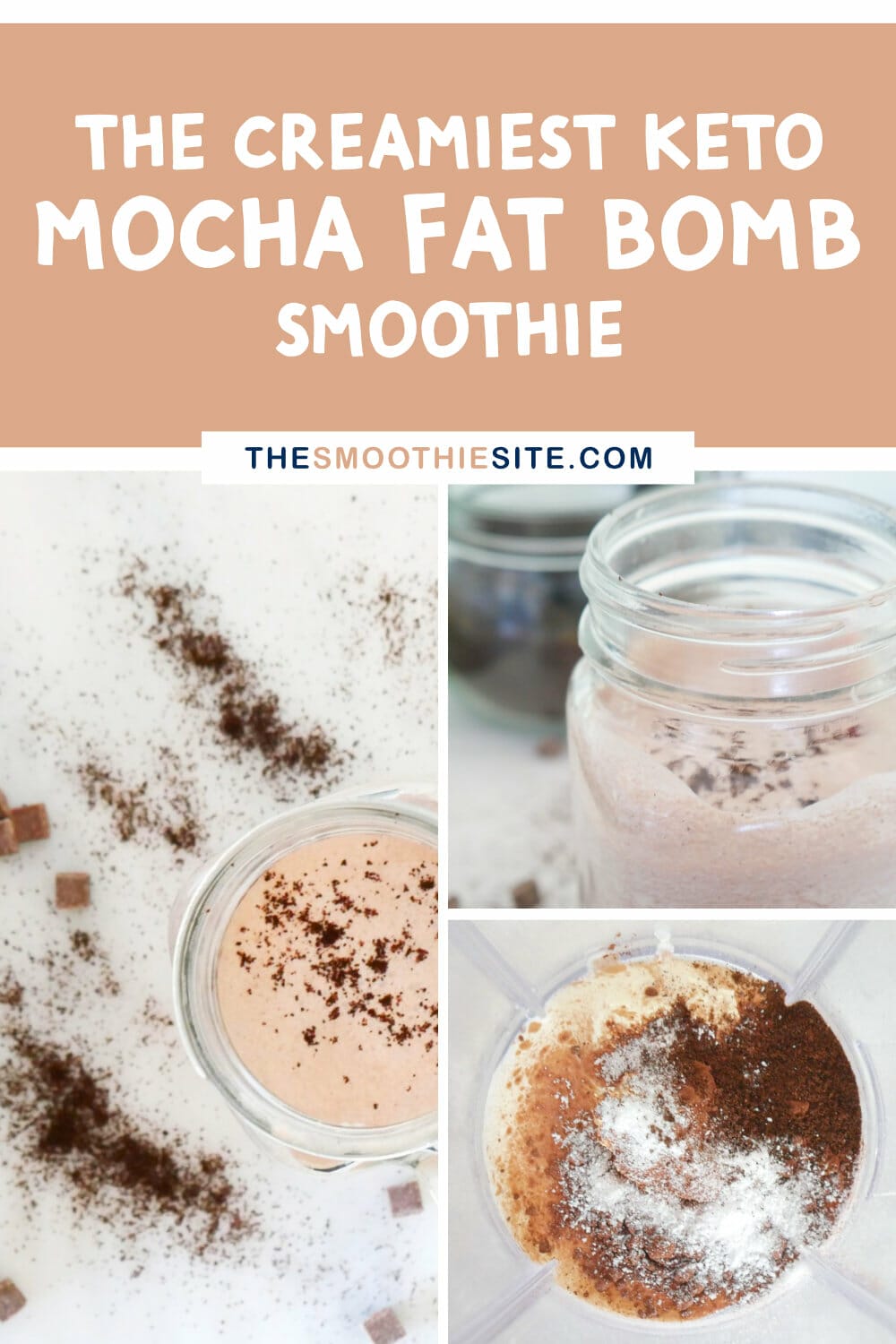Deliciously creamy Keto mocha fat bomb smoothie via @thesmoothiesite
