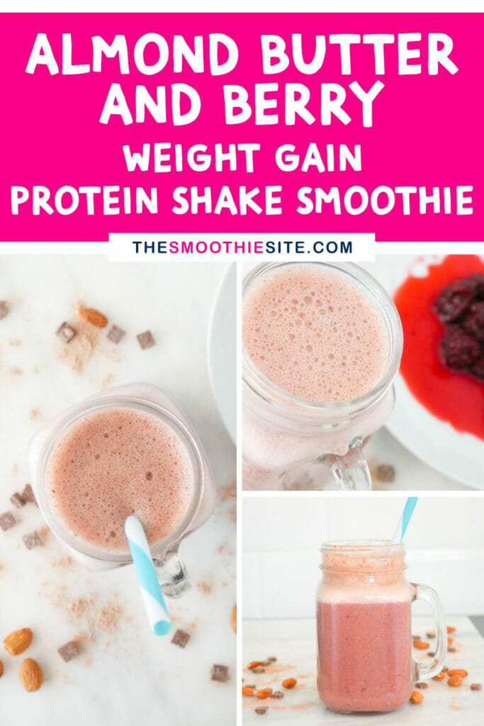 Almond butter and berry weight gain protein shake smoothie