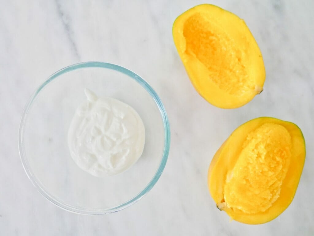 Mango coconut yogurt smoothie ingredients