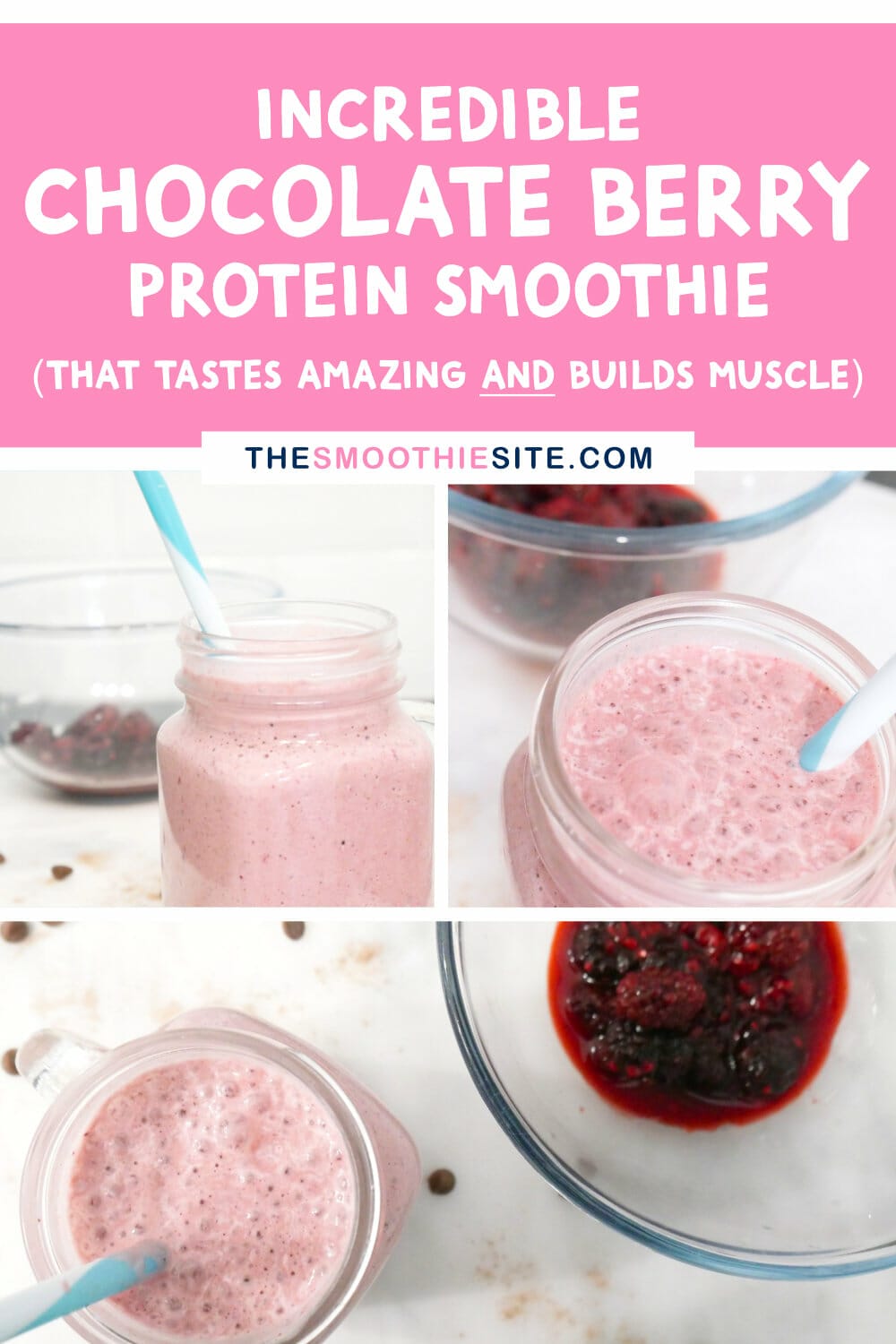 Chocolate protein berry weight gain smoothie recipe (Keto friendly!) via @thesmoothiesite