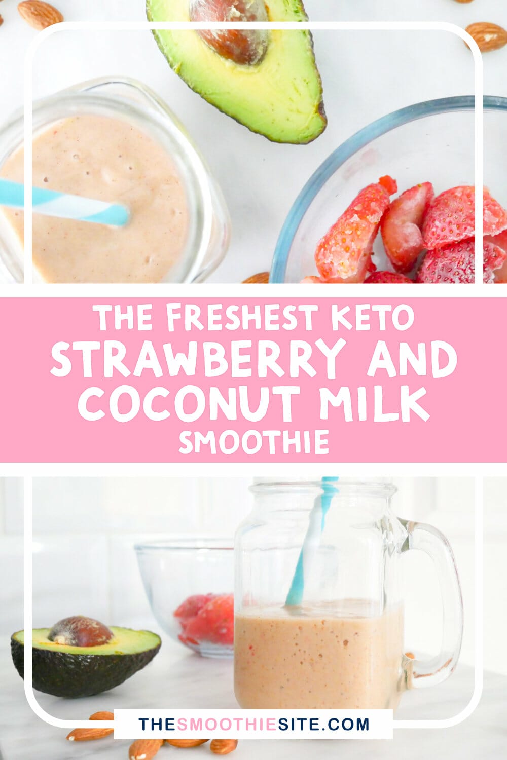 The freshest Keto low carb strawberry coconut milk smoothie recipe via @thesmoothiesite