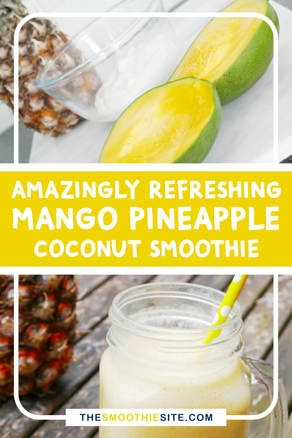 Refreshing mango pineapple coconut smoothie (+ tips!) via @thesmoothiesite