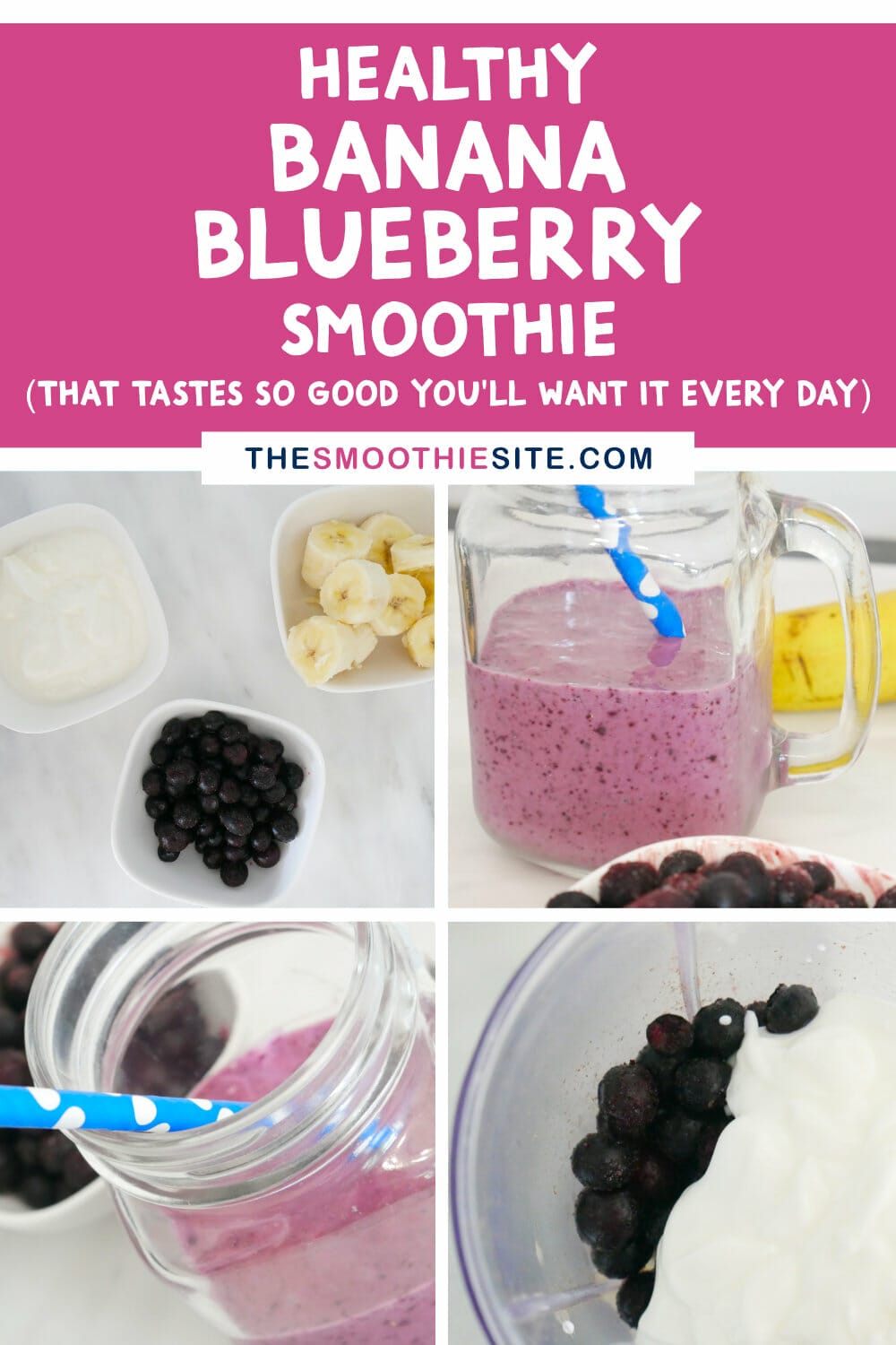 Healthy banana blueberry smoothie recipe (+ important tips!) via @thesmoothiesite