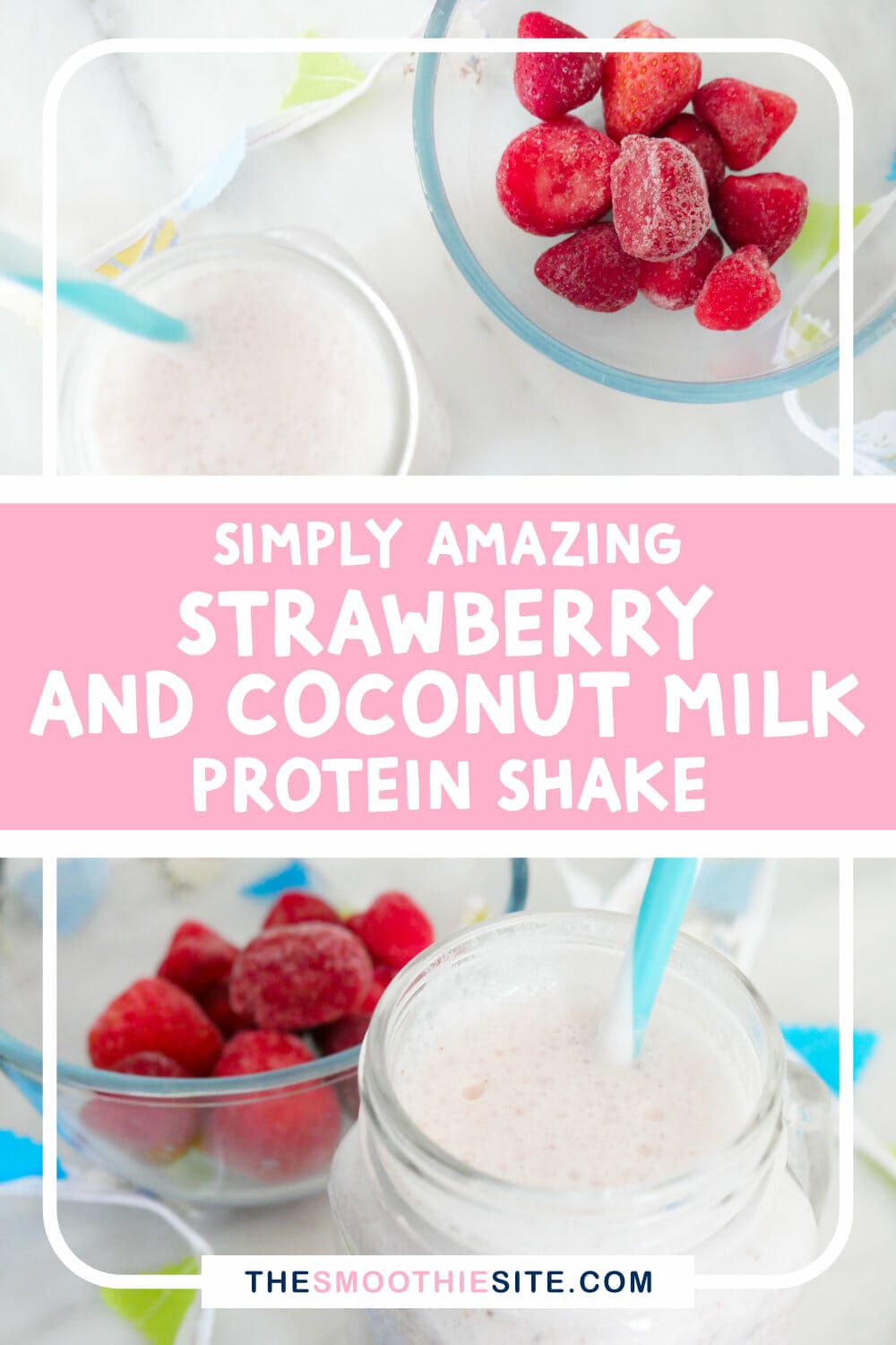 Ultimate strawberry protein shake with coconut milk (weight gain smoothie) via @thesmoothiesite