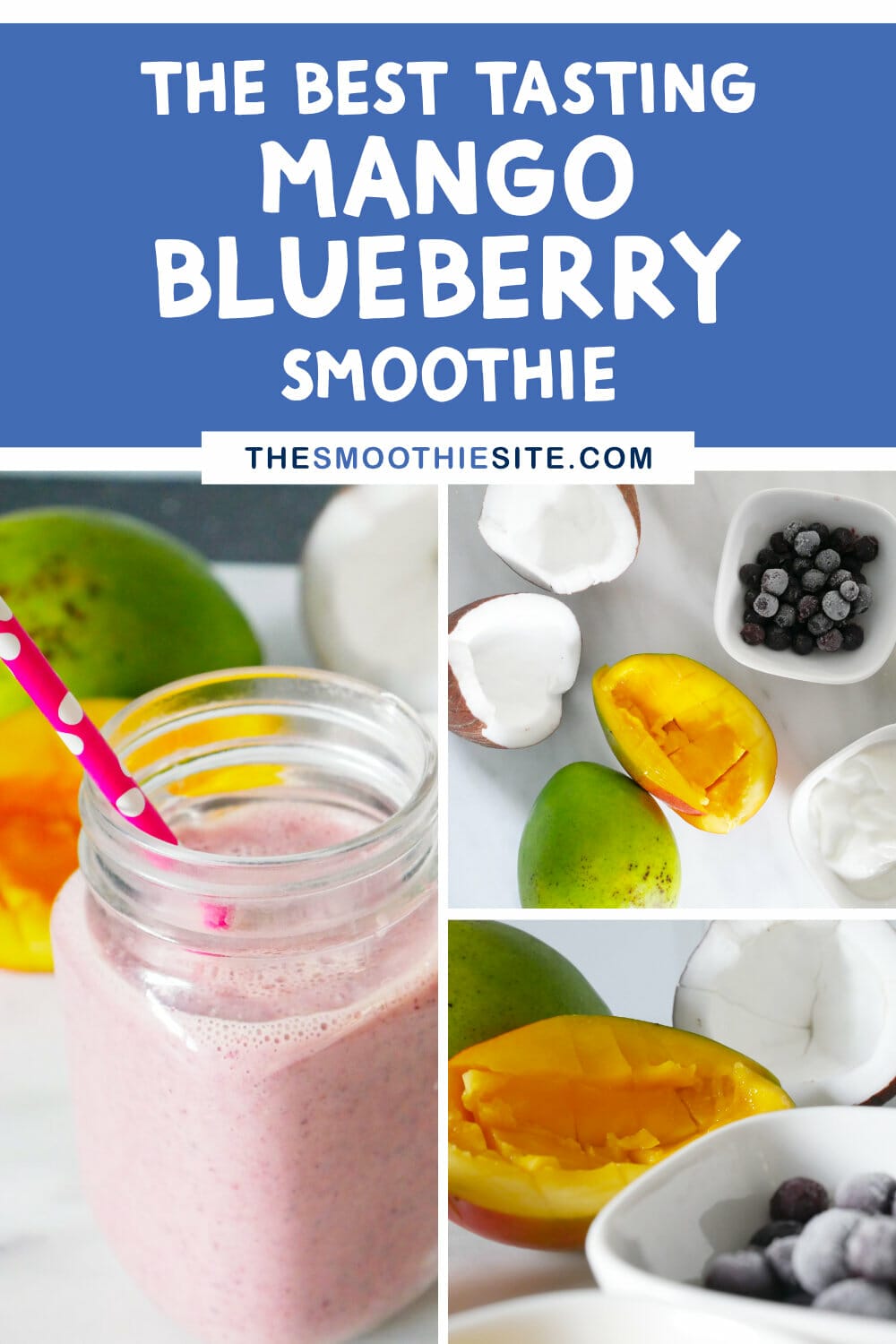 The BEST tasting mango blueberry smoothie recipe! (+ Tips!) via @thesmoothiesite