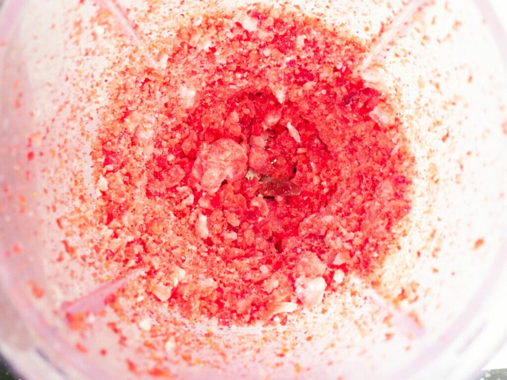 Strawberries blended in to crushed ice