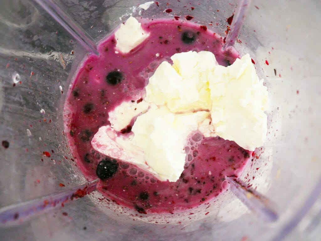 Water added to Keto blackberry smoothie recipe