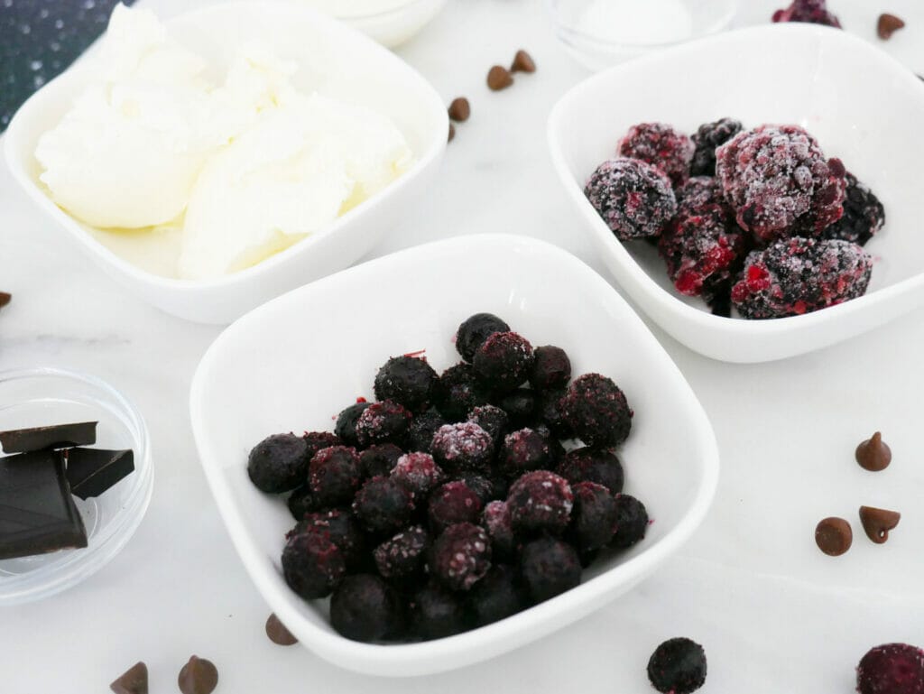 Blueberries and blackberries and Philadelphia smoothie ingredients